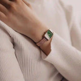 Daniel Wellington Quadro Melrose Green Dial Rose Gold Mesh Strap Watch For Women - DW00100437