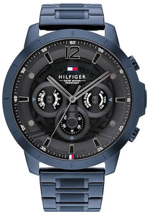 Tommy Hilfiger Luca Chronograph Grey Dial Blue Steel Strap Watch For Men - 1710493