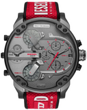 Diesel Mr Daddy 2.0 Chronograph Grey Dial Red Rubber Strap Watch For Men - DZ7423