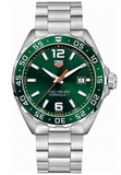 Tag Heuer Formula 1 Quartz Green Dial Silver Steel Strap Watch for Men - WAZ1017.BA0842
