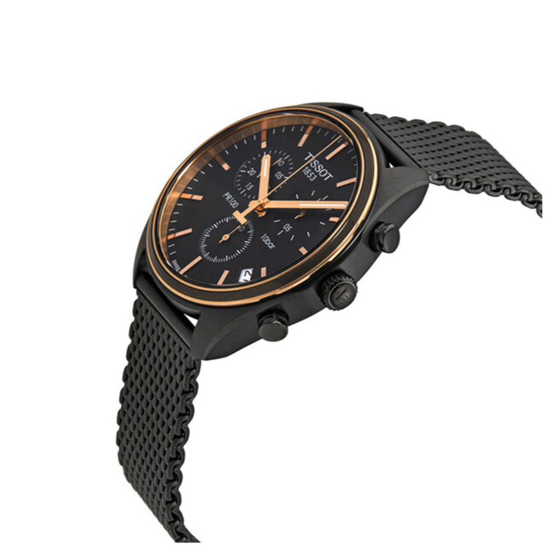 Tissot T Classic PR 100 Chronograph Anthracite Black Dial Black Mesh Bracelet Watch For Men - T101.417.23.061.00
