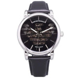 Emporio Armani Analog Automatic Black Dial Black Leather Strap Watch For Men - AR60040