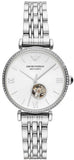 Emporio Armani Gianni T-Bar Automatic Silver Dial Silver Steel Strap Watch For Women - AR60022