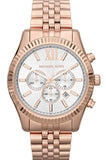 Michael Kors Lexington Chronograph White Dial Rose Gold Steel Strap Watch For Women - MK8313