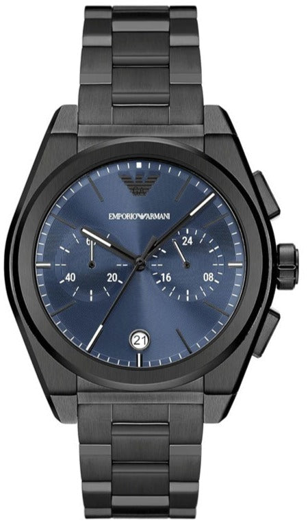 Emporio Armani Analog Chronograph Blue Dial Silver Steel Strap Watch For Men - AR11561