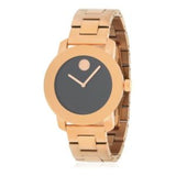 Movado Bold Black Dial Rose Gold Steel Strap Watch for Women - 3600463