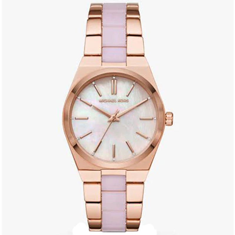 Michael Kors Channing Quartz Mother of Pearl Pink Dial Two Tone Steel Strap Watch For Women - MK6652