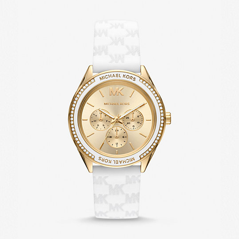 Michael Kors Jessa Quartz Gold Dial White Silicone Strap Watch For Women - MK7267