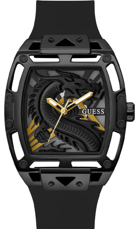Guess Legend Analog Black Dial Black Rubber Strap Watch For Men - GW0648G1