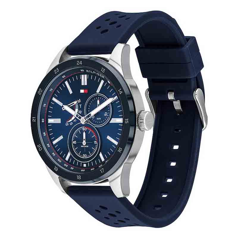 Tommy Hilfiger Austin Quartz Blue Dial Blue Rubber Strap Watch for Men - 1791635