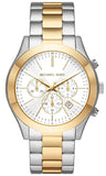 Michael Kors Slim Runway Chronograph White Dial Two Tone Steel Strap Watch For Women - MK8986