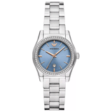 Emporio Armani Federica Three-Hand Date Blue Dial Silver Steel Strap Watch For Women - AR11593