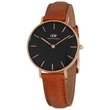 Daniel Wellington Classic Petite Durham Black Dial Brown Leather Strap Watch For Women - DW00100166