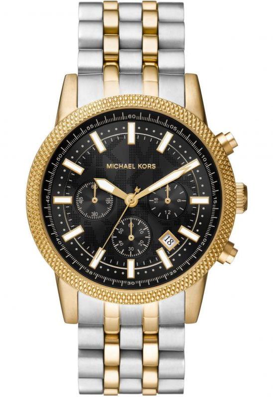 Michael Kors Hutton Chronograph Black Dial Two Tone Steel Strap Watch For Men - MK8954