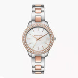 Michael Kors Liliane Quartz Mother of Pearl White Dial Two Tone Steel Strap Watch For Women - MK1048