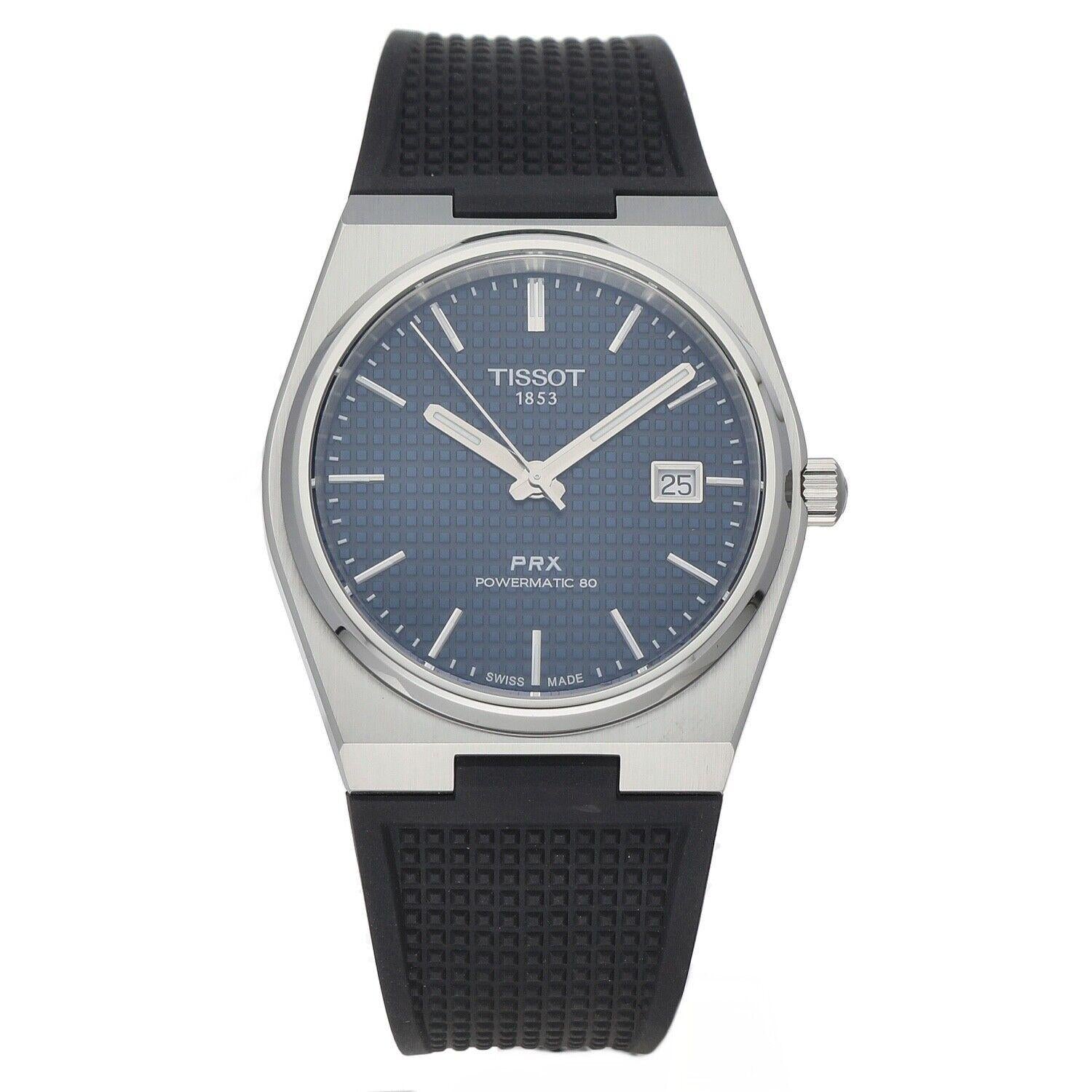 Tissot PRX Powermatic 80 Blue Dial Black Rubber Strap Watch for Men - T137.407.17.041.00