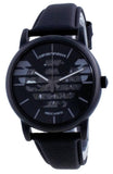 Emporio Armani Meccanico Quartz Black Dial Black Leather Strap Watch For Men - AR60032