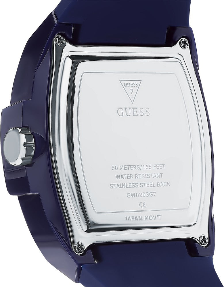 Guess Phoenix Multifunction Blue Dial Blue Rubber Strap Watch for Men - GW0203G7