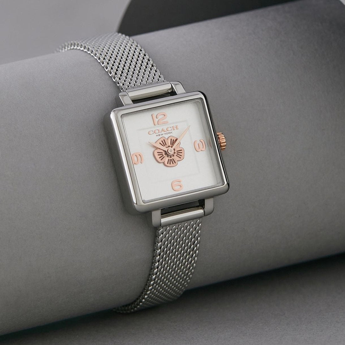 Coach Cass White Dial Silver Mesh Bracelet Watch for Women - 14503697