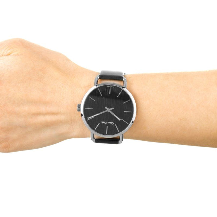 Calvin Klein Even Black Dial Black Leather Strap Watch for Women - K7B211C1