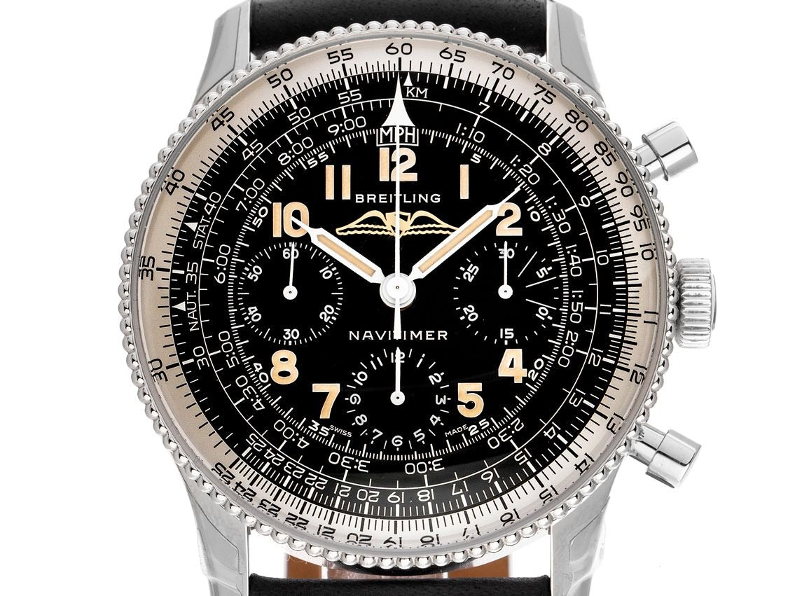 Breitling Navitimer Ref. 806 1959 Re-Edition Black Dial Brown Leather Strap Watch for Men - AB0910371B1X1