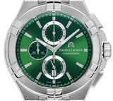 Maurice Lacroix Aikon Chronograph Green Dial Silver Steel Strap Watch For Men - AI1018-SS002-630-1