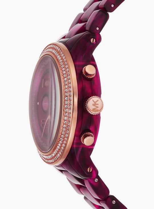 Michael Kors Runway Chronograph Red Dial Red Steel Strap Watch for Women - MK7425