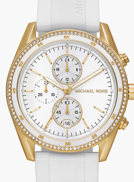 Michael Kors Hadyn Chronograph White Dial White Rubber Strap Watch for Women - MK7484
