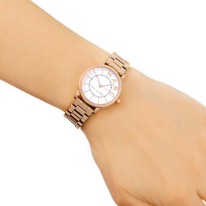 Marc Jacobs Roxy White Dial Rose Gold Steel Strap Watch for Women - MJ3523