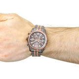 Michael Kors Lexington Chronograph Black Dial Two Tone Steel Strap Watch for Men - MK8561