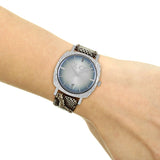 Gucci Grip Vintage Blue Dial Snakeskin Brown Leather Strap Watch for Women - YA152401