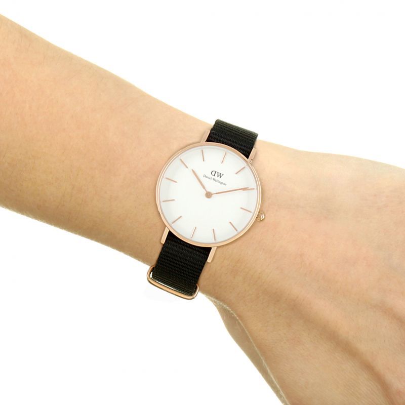 Daniel Wellington Classic Petite Cornwall White Dial Green NATO Strap Watch For Women - DW00100253