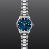Tudor Style Automatic Diamonds Blue Dial Silver Steel Strap Watch for Men - M12710-0017