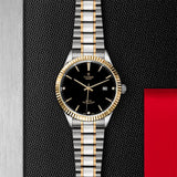 Tudor Style Automatic Diamonds Black Dial Two Tone Steel Strap Watch for Men - M12713-00011