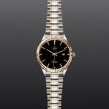 Tudor Style Automatic Diamonds Black Dial Two Tone Steel Strap Watch for Men - M12713-00011
