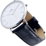 Daniel Wellington Classic Reading White Dial Black Leather Strap Watch For Women - DW00100058