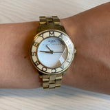 Marc Jacobs Blade White Dial Gold Steel Strap Watch for Women - MBM3050