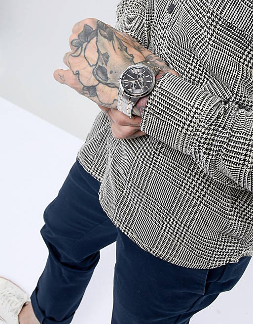 Emporio Armani Renato Chronograph Black Dial Two Tone Steel Strap Watch For Men - AR11165