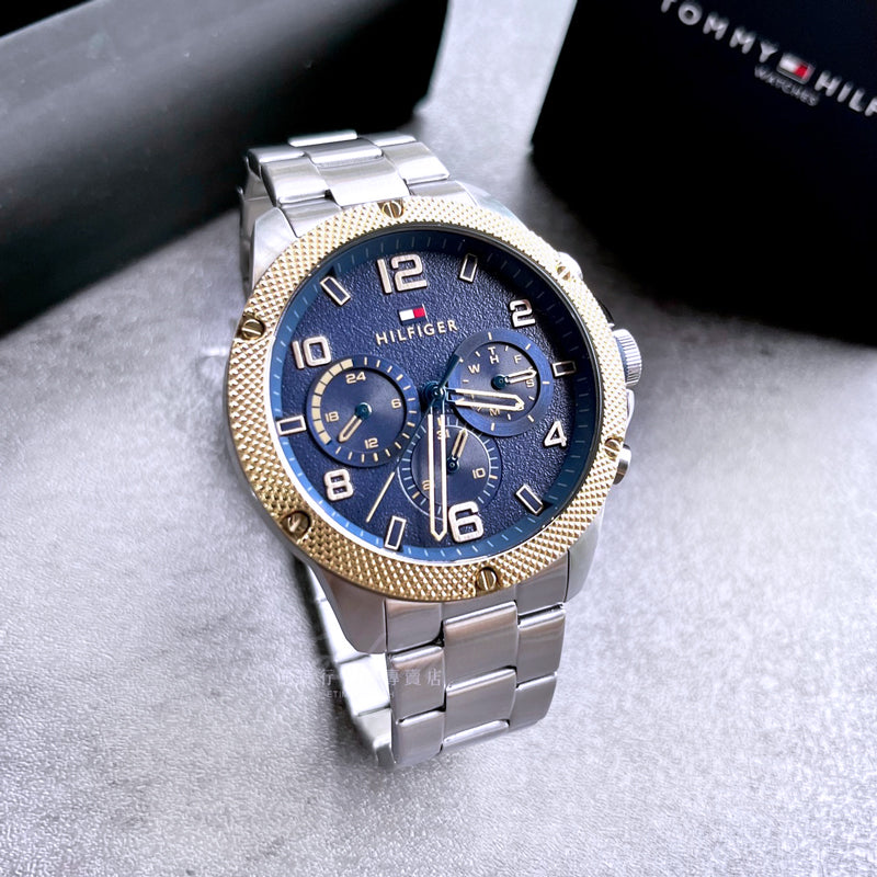 Tommy Hilfiger Blaze Chronograph Blue Dial Silver Steel Strap Watch for Men - 1792031