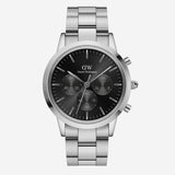 Daniel Wellington Iconic Chronograph Link Black Dial Silver Steel Strap Watch For Men  - DW00100645