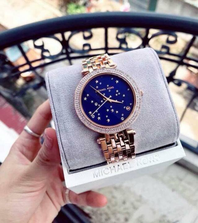 Michael Kors Darci Blue Dial Rose Gold Steel Strap Watch for Women - MK3728