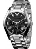 Emporio Armani Velente Chronograph Black Dial Silver Steel Strap Watch For Women - AR0674