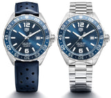 Tag Heuer Formula 1 Bucherer Blue Edition Blue Dial Blue Calfskin Strap Watch for Men - WAZ2015.FT8023