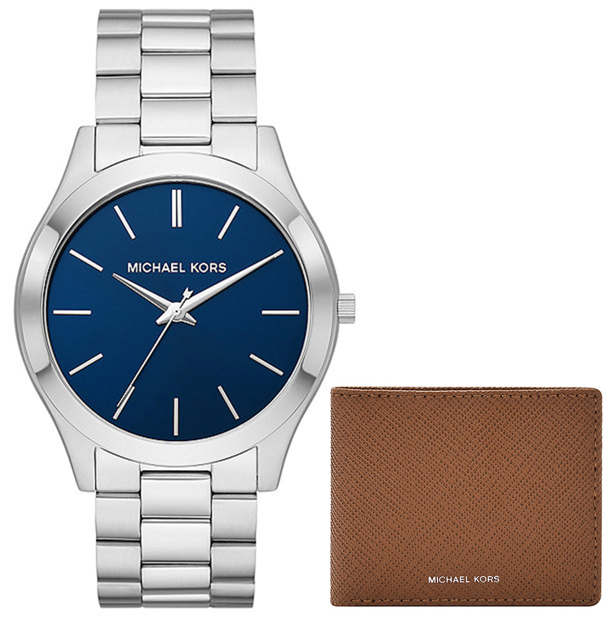 Michael Kors Slim Runway Analog Blue Dial Silver Steel Strap Watch for Men - MK1060