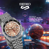 Seiko 5 Sports GMT Thong Sia Limited Edition Brown Dial Silver Steel Strap Watch for Men - SSK043K1