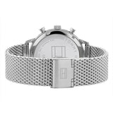 Tommy Hilfiger Spencer Skeleton Black Dial Silver Mesh Bracelet Watch for Men - 1791643