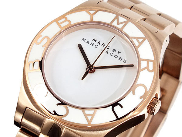 Marc Jacobs Blade White Dial Gold Steel Strap Watch for Women - MBM3075