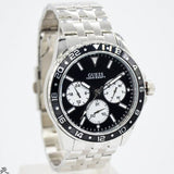 Guess Odyssey Black Dial Silver Steel Strap Watch For Men - W1107G1