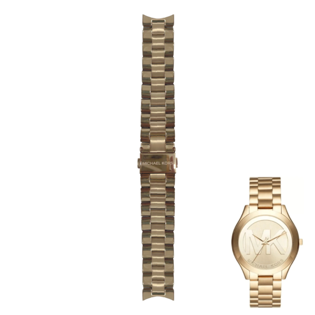 Michael Kors Slim Runway Analog Gold Dial Gold Steel Strap Watch For Women - MK3739