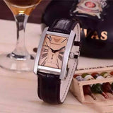 Emporio Armani Classic Beige Dial Brown Leather Strap Watch For Women - AR0155